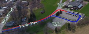 a map showing elementary traffic flow and student drop off points