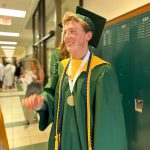 Students in cap and gowns.