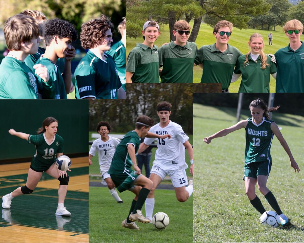 Collage of Middleburgh students from golf, soccer, track, volleyball teams.