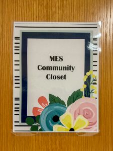 Sign on door: MES Community Closet.